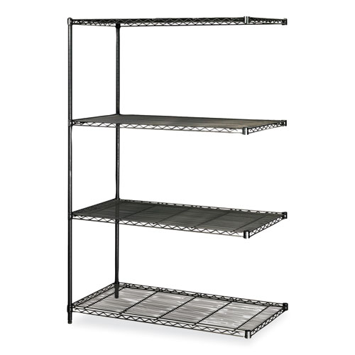 Safco® Industrial Add-On Unit, Four-Shelf, 48W X 24D X 72H, Steel, Black, Ships In 1-3 Business Days