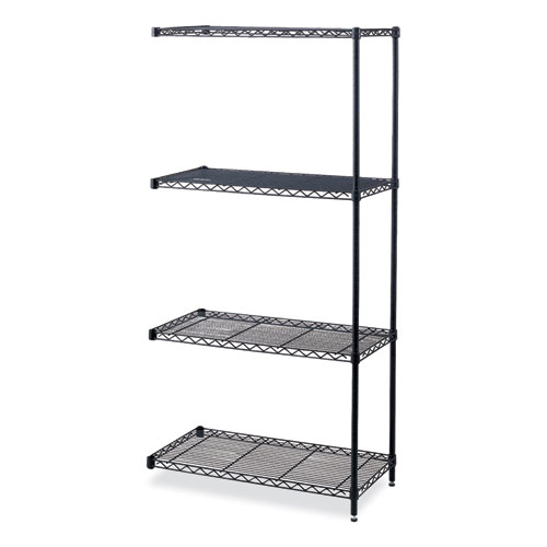 Safco® Industrial Add-On Unit, Four-Shelf, 36W X 18D X 72H, Steel, Black, Ships In 1-3 Business Days
