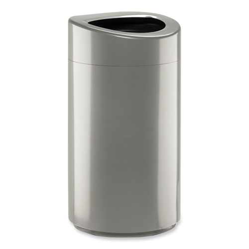 Image of Safco® Open Top Oval Waste Receptacle, 14 Gal, Steel, Silver, Ships In 1-3 Business Days