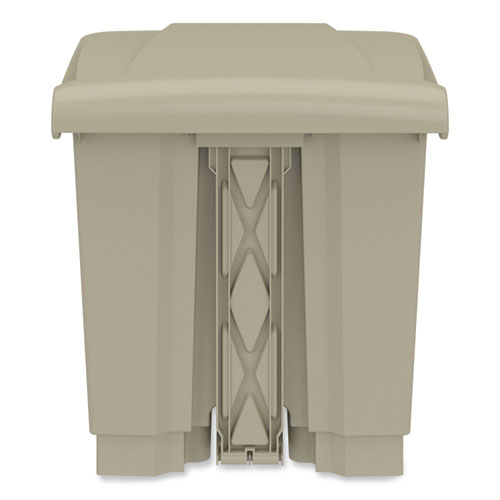 Plastic Step-On Receptacle, 20 gal, Metal, Tan, Ships in 1-3 Business Days