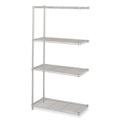 Safco® Industrial Add-On Unit, Four-Shelf, 36W X 18D X 72H, Steel, Metallic Gray, Ships In 1-3 Business Days