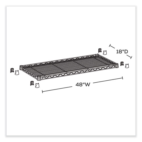 Industrial Extra Shelf Pack, 48w x 18d x 1.5h, Steel, Black, 2/Pack