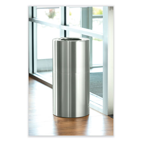 Single Recycling Receptacle, 20 gal, Steel, Brushed Aluminum, Ships in 1-3 Business Days