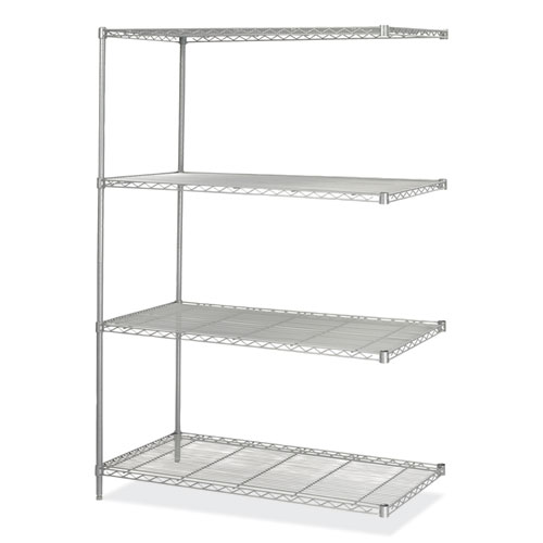 Safco® Industrial Add-On Unit, Four-Shelf, 48W X 24D X 72H, Steel, Metallic Gray, Ships In 1-3 Business Days