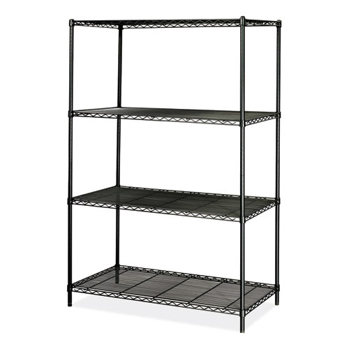 Safco® Industrial Wire Shelving, Four-Shelf, 48W X 24D X 72H, Black, Ships In 1-3 Business Days