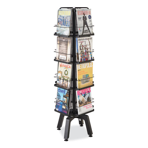 Onyx Mesh Rotating Magazine Display, 16 Compartments, 18.27w x 18.27d x 58.55h, Black, Ships in 1-3 Business Days