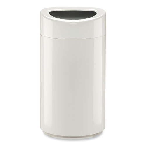 Open Top Oval Waste Receptacle, 14 gal, Steel, White, Ships in 1-3 Business Days