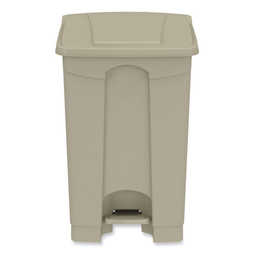Safco® Plastic Step-On Receptacle, 12 gal, Plastic, Tan, Ships in 1-3 Business Days