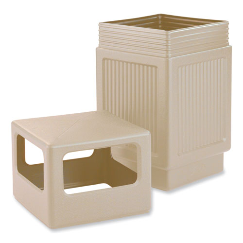 Image of Safco® Canmeleon Recessed Panel Receptacles, Side-Open, 38 Gal, Polyethylene, Tan, Ships In 1-3 Business Days
