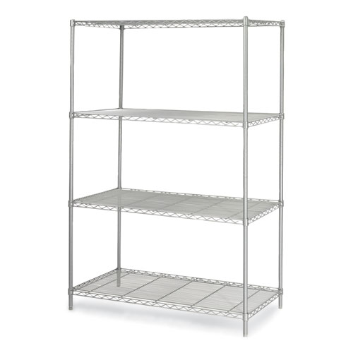 Safco® Industrial Wire Shelving, Four-Shelf, 48W X 24D X 72H, Metallic Gray, Ships In 1-3 Business Days