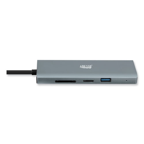 Image of Adesso 9-In-1 Usb Type-C Docking Station, 2 Hdmi/3 Usb C/Sd And Tf Slot/Rj45, Gray/Black