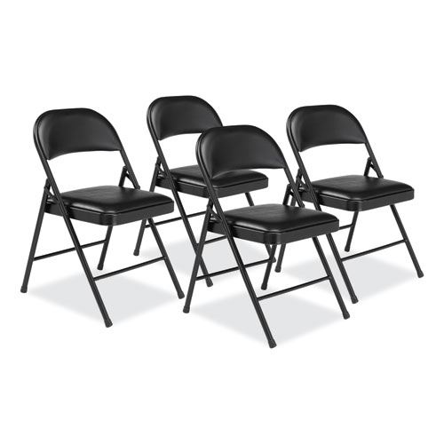 BASICS by NPS® 950 Series Vinyl Padded Steel Folding Chair, Supports Up to 250 lb, 17.75" Seat Height, Black, 4/Carton,Ships in 1-3 Bus Days