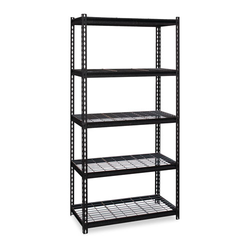 Image of Iron Horse 2300 Wire Deck Shelving, Five-Shelf, 36w x 18d x 72h, Black, Ships in 4-6 Business Days