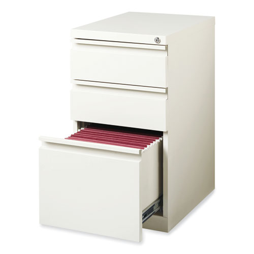 Full-Width Pull 20 Deep Mobile Pedestal File, 3-Drawer: Box/Box/File, Letter, White, 15 x 19.88 x 27.75