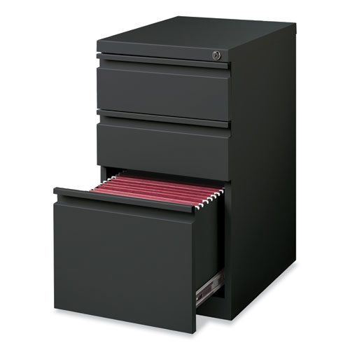 Full-Width Pull 20 Deep Mobile Pedestal File, 3-Drawer: Box/Box/File, Letter, Charcoal, 15 x 19.88 x 27.75