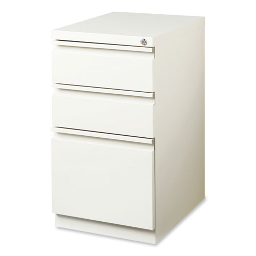 Full-Width Pull 20 Deep Mobile Pedestal File, 3-Drawer: Box/Box/File, Letter, White, 15 x 19.88 x 27.75