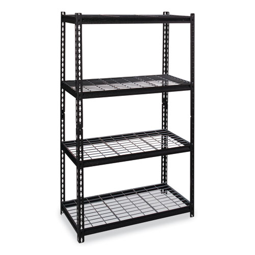 Iron Horse 2300 Wire Deck Shelving, Four-Shelf, 36w x 18d x 60h, Black