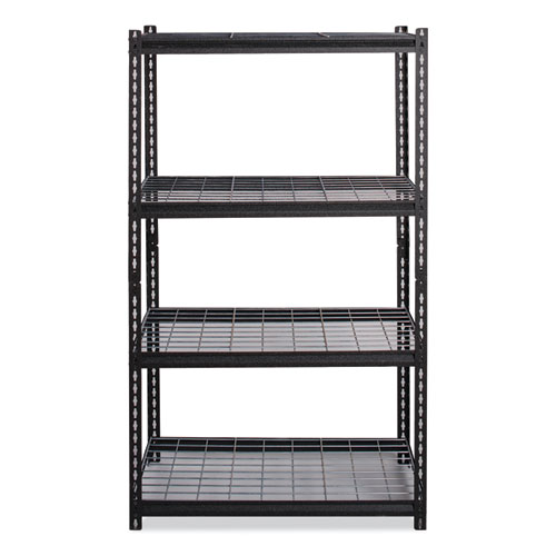 Iron Horse 2300 Wire Deck Shelving, Four-Shelf, 36w x 18d x 60h, Black