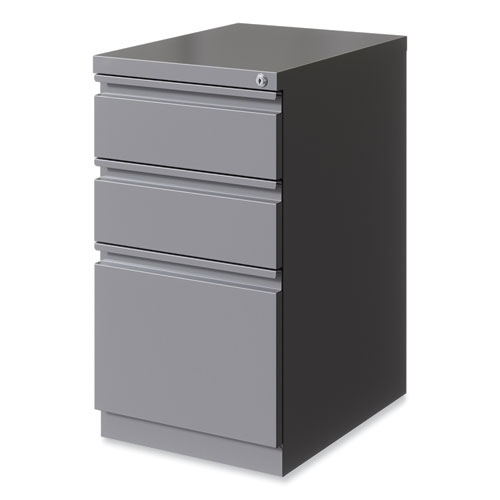 Full-Width Pull 20 Deep Mobile Pedestal File, 3-Drawer: Box/Box/File, Letter, Arctic Silver, 15 x 19.88 x 27.75