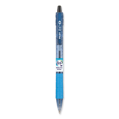 Pilot® B2P Bottle-2-Pen Recycled Ballpoint Pen, Retractable, Medium 1 Mm, Black Ink, Translucent Blue Barrel, Dozen