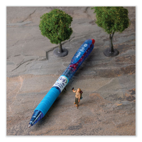 B2P Bottle-2-Pen Recycled Ballpoint Pen, Retractable, Medium 1 mm, Red Ink, Translucent Blue Barrel, Dozen