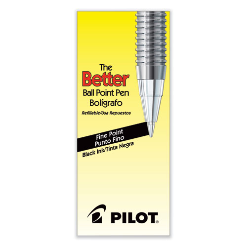 Image of Pilot® Better Ballpoint Pen, Stick, Fine 0.7 Mm, Black Ink, Smoke Barrel, Dozen