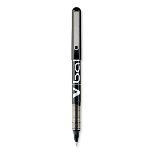 VBall Liquid Ink Roller Ball Pen, Stick, Extra-Fine 0.5 mm, Black Ink, Black/Clear Barrel, Dozen
