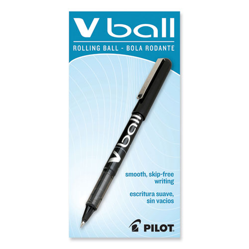 Image of Pilot® Vball Liquid Ink Roller Ball Pen, Stick, Extra-Fine 0.5 Mm, Black Ink, Black Barrel, Dozen