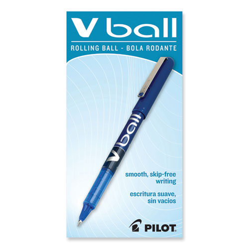 Image of Pilot® Vball Liquid Ink Roller Ball Pen, Stick, Extra-Fine 0.5 Mm, Blue Ink, Blue Barrel, Dozen