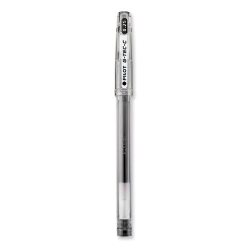 G-TEC-C Ultra Gel Pen, Stick, Ultra-Fine 0.4 mm, Black Ink, Clear/Black Barrel, Dozen