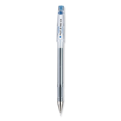G-TEC-C Ultra Gel Pen, Stick, Extra-Fine 0.4 mm, Blue Ink, Clear/Blue Barrel, Dozen