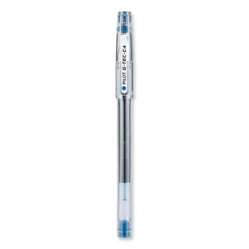 G-TEC-C Ultra Gel Pen, Stick, Extra-Fine 0.4 mm, Blue Ink, Clear/Blue Barrel, Dozen