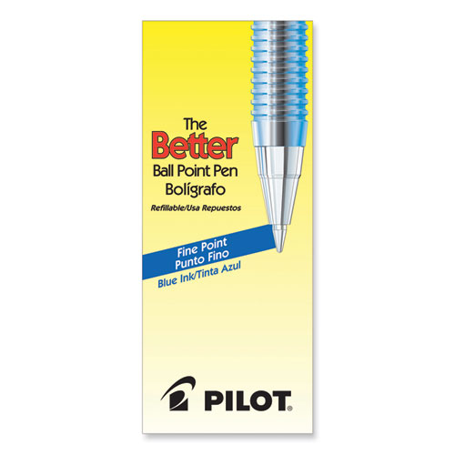 Image of Pilot® Better Ballpoint Pen, Stick, Fine 0.7 Mm, Blue Ink, Translucent Blue Barrel, Dozen
