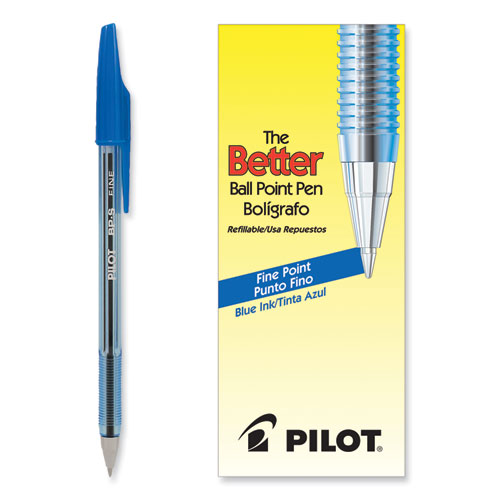Better Ballpoint Pen, Stick, Fine 0.7 mm, Blue Ink, Translucent Blue Barrel, Dozen