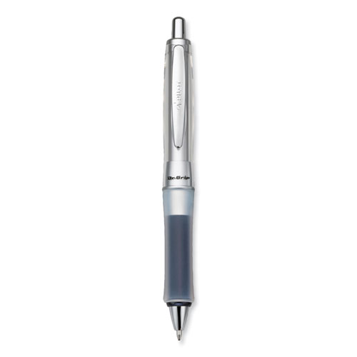 Pilot® Dr. Grip Center of Gravity Ballpoint Pen, Retractable, Medium 1 mm, Black Ink, Silver/Charcoal Grip Barrel