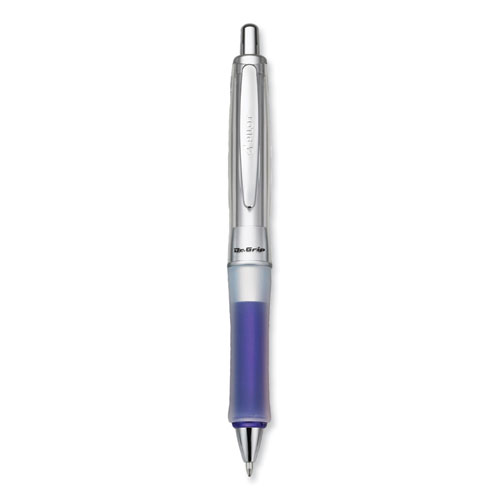 Dr. Grip Center of Gravity Ballpoint Pen, Retractable, Medium 1 mm, Black Ink, Silver/Navy Grip Barrel