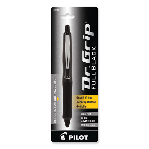 Image of Pilot® Dr. Grip Fullblack Advanced Ink Ballpoint Pen, Retractable, Medium 1 Mm, Black Ink, Black Barrel