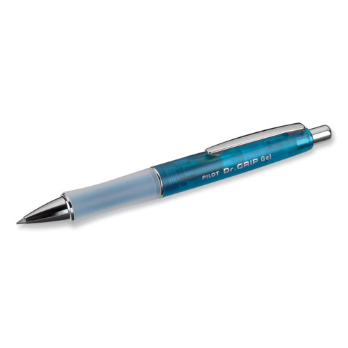 Image of Dr. Grip Gel Pen, Retractable, Fine 0.7 mm, Black Ink, Translucent Blue Barrel