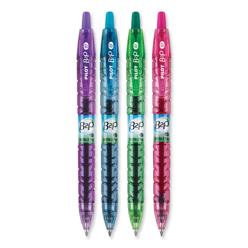 Image of Pilot® B2P Bottle-2-Pen Recycled Gel Pen, Retractable, Fine 0.7 Mm, Assorted Ink And Barrel Colors, 4/Pack