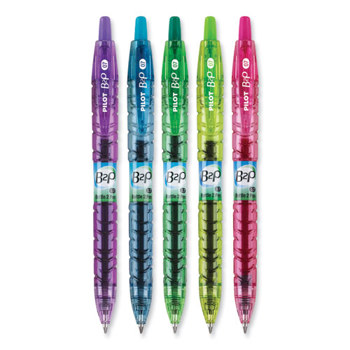 Image of Pilot® B2P Bottle-2-Pen Recycled Gel Pen, Retractable, Fine 0.7 Mm, Assorted Ink And Barrel Colors, 5/Pack