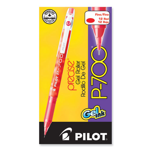 Precise P-700 Gel Pen, Stick, Fine 0.7 mm, Red Ink, Red Barrel, Dozen