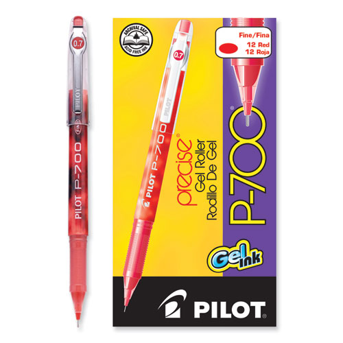 Precise P-700 Gel Pen, Stick, Fine 0.7 mm, Red Ink, Red Barrel, Dozen