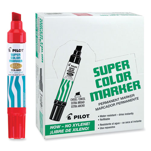 Image of Pilot® Jumbo Refillable Permanent Marker, Broad Chisel Tip, Red