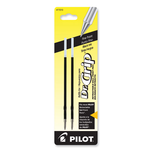 Image of Pilot® Refill For Dr. Grip, Easytouch, The Better, B2P And Rex Grip Begreen Ballpoint Pens, Fine Conical Tip, Black Ink, 2/Pack