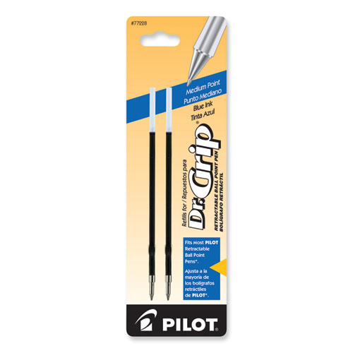 Image of Pilot® Refill For Dr. Grip, Easytouch, The Better, B2P And Rex Grip Begreen Ballpoint Pens, Medium Conical Tip, Blue Ink, 2/Pack