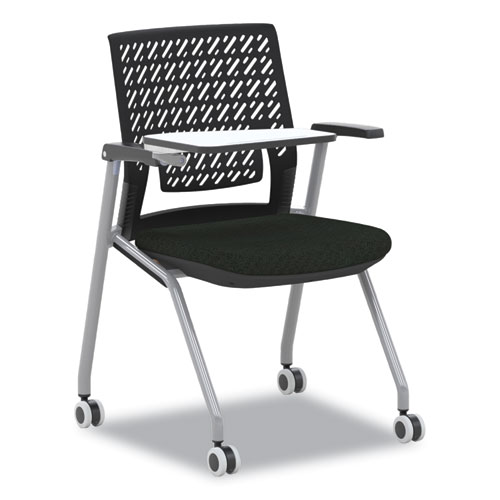 Thesis Training Chair w/Flex Back and Tablet, Max 250 lb, 18" High Black Seat, Gray Base, 2/Carton,Ships in 1-3 Business Days