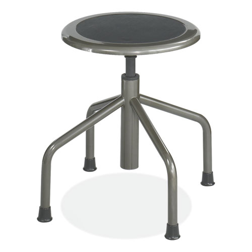 Diesel Low Base Stool, Backless, Supports Up to 250 lb, 16" to 22" High Black Seat, Pewter Base, Ships in 1-3 Business Days