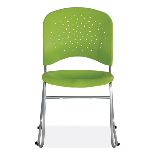 Reve GuestBistro Chair with Sled Base, Supports Up to 250 lb, 18" Seat Height, Green Seat/Back, Silver Base, 2/Carton