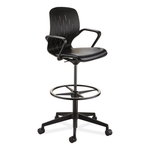 Safco® Shell Extended-Height Chair, Max 275 lb, 22" to 32" High Black/White Seat, White Back, Black Base, Ships in 1-3 Business Days