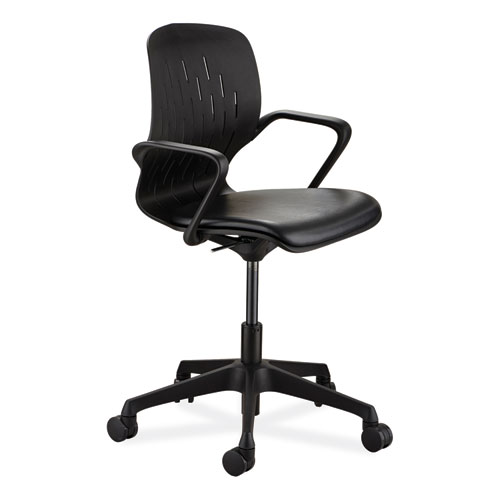 Safco® Shell Desk Chair, Supports Up to 275 lb, 17" to 20" High Black Seat, White Back, Black/White Base, Ships in 1-3 Business Days
